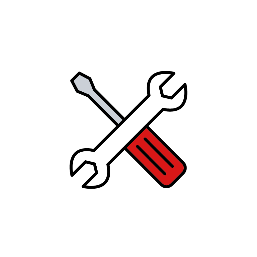 white and red crossed spanner and screwdriver icon transparent background water heaters