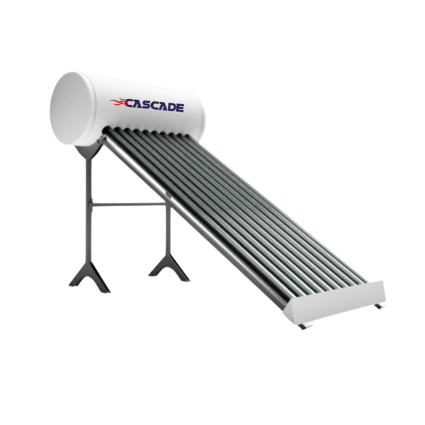 white and grey solar water heater with cascade logo transparent background