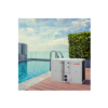 heat pumps against a swimming pool background