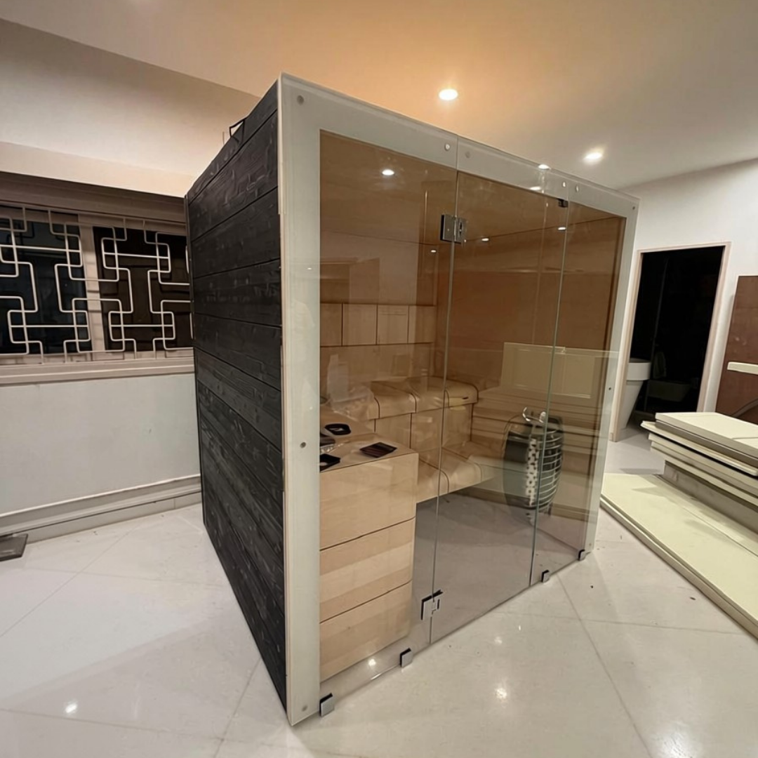 Cascade residential sauna installation completed in Bangalore, Karnataka