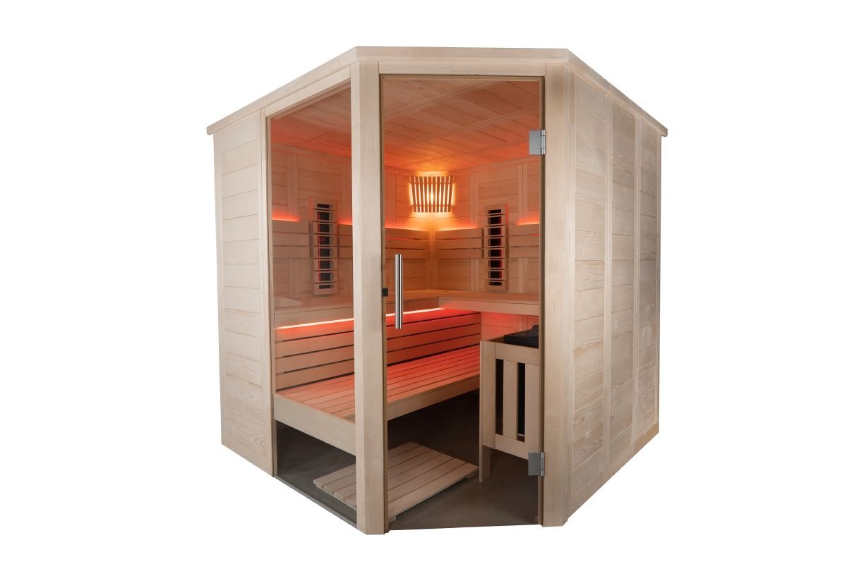 Harvia Alaska Corner Infra+ hybrid sauna with infrared panels