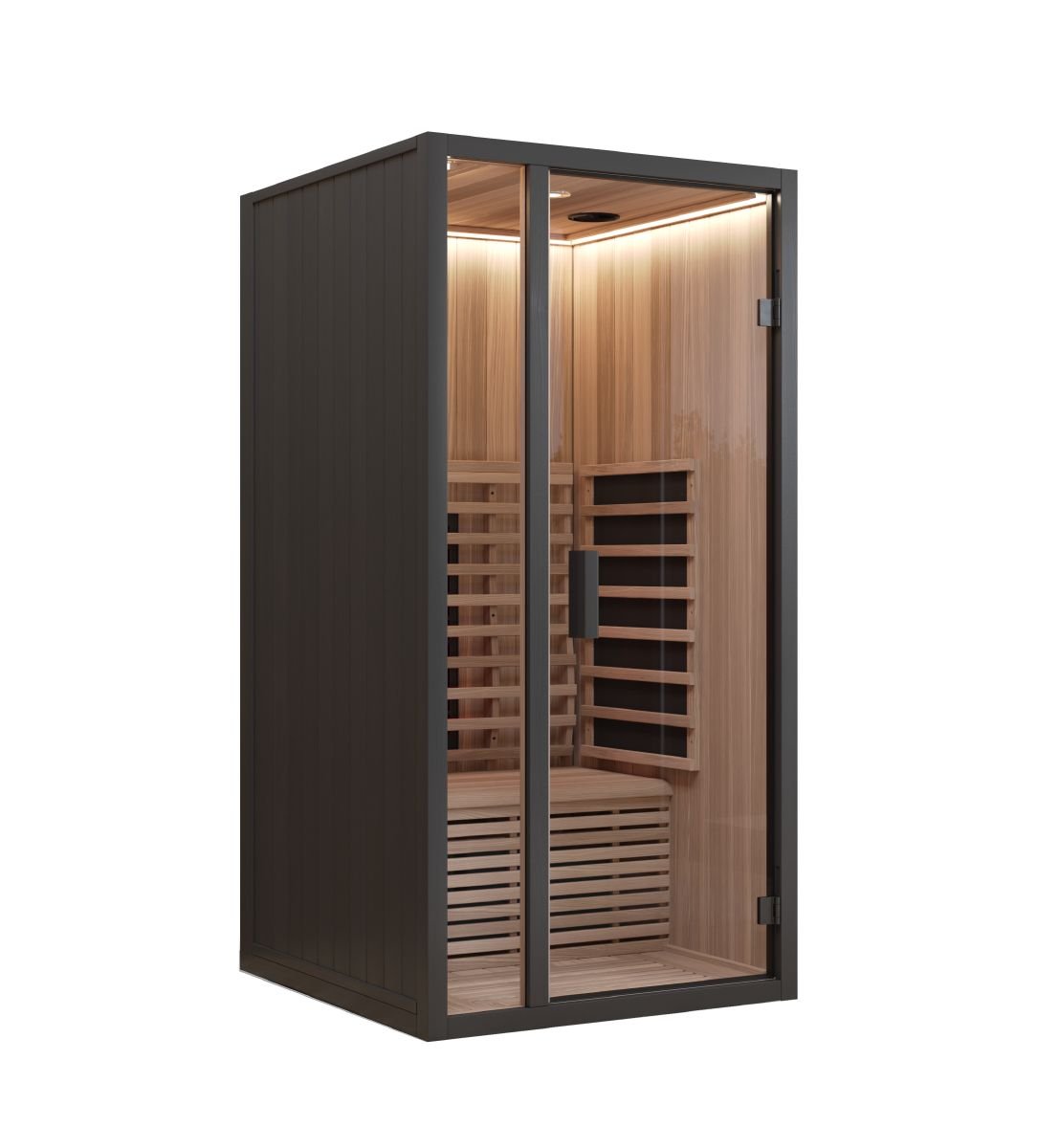 Harvia Onni Onyx One infrared sauna with glass front