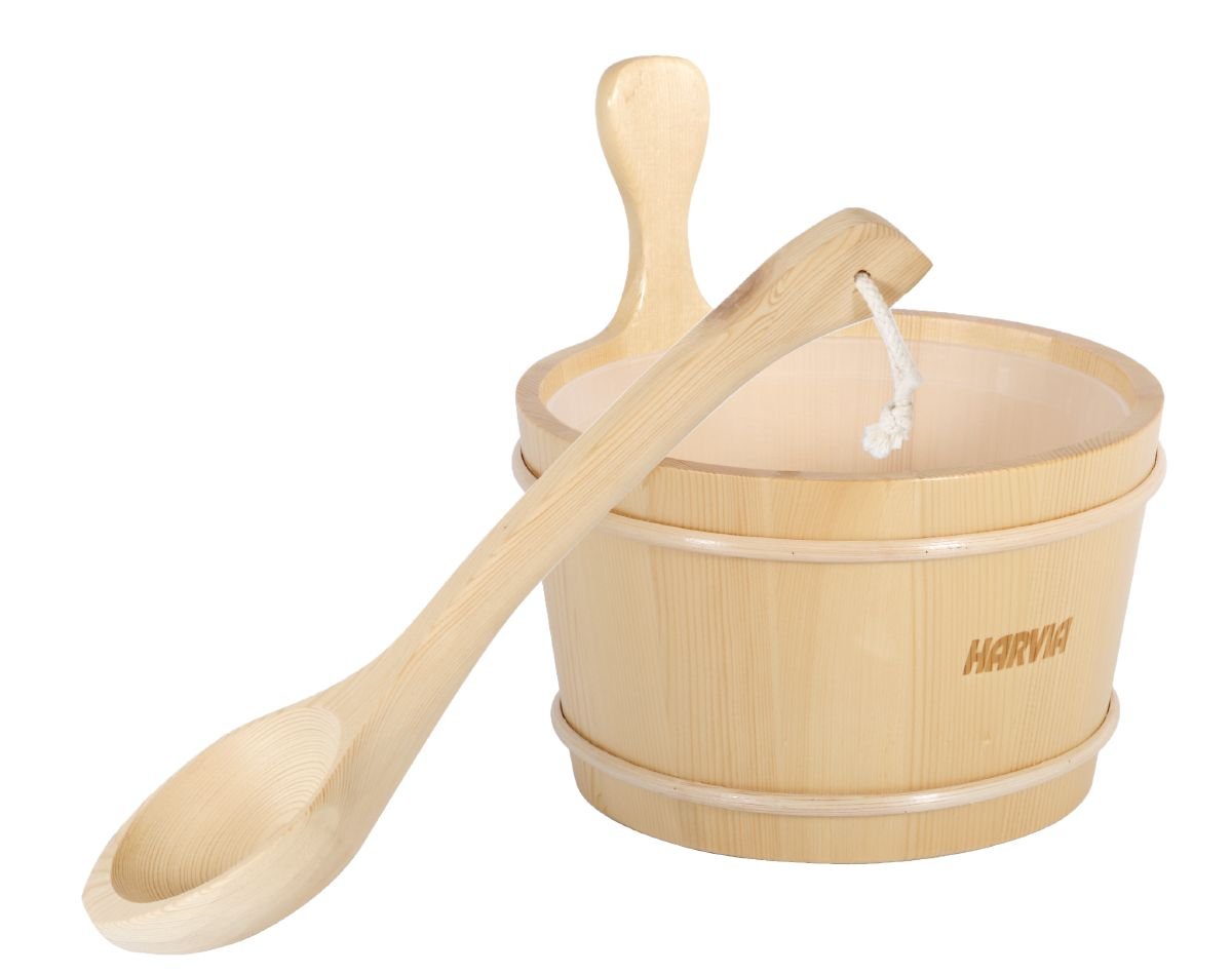 Harvia wooden ladle and bucket