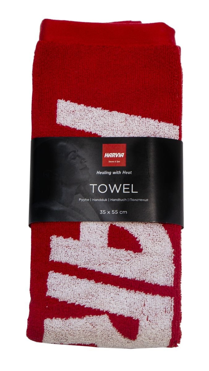Harvia red and white towel