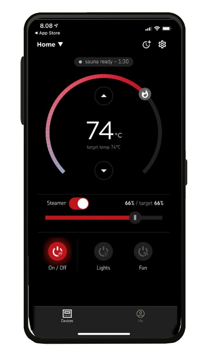 MyHarvia 2 app interface for remote sauna control
